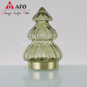 Artificial Glass Christmas Tree With LED Lights Figurine